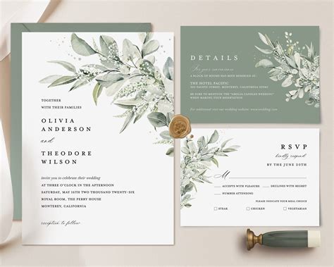 Custom Green Wedding Invitations .